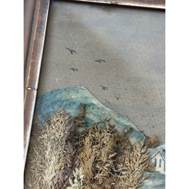 Brown Antique Watercolor Homestead Mixed Media Collage, Circa Late 19th Century For Sale - Image 8 of 12