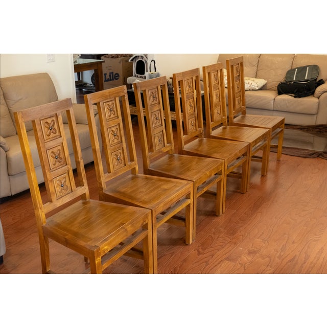 Asian Custom Teak Dining Set For Sale - Image 3 of 4