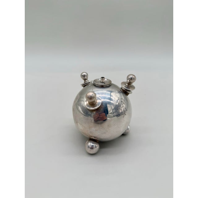 Silver Circa 1880 Christofle Paris Silver-Plated Orb Table Lighter For Sale - Image 8 of 10