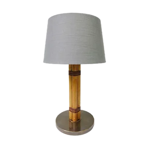 Scandinavian Modern Brass, Bamboo, and Linen Table Lamp from Bergboms, 1960s