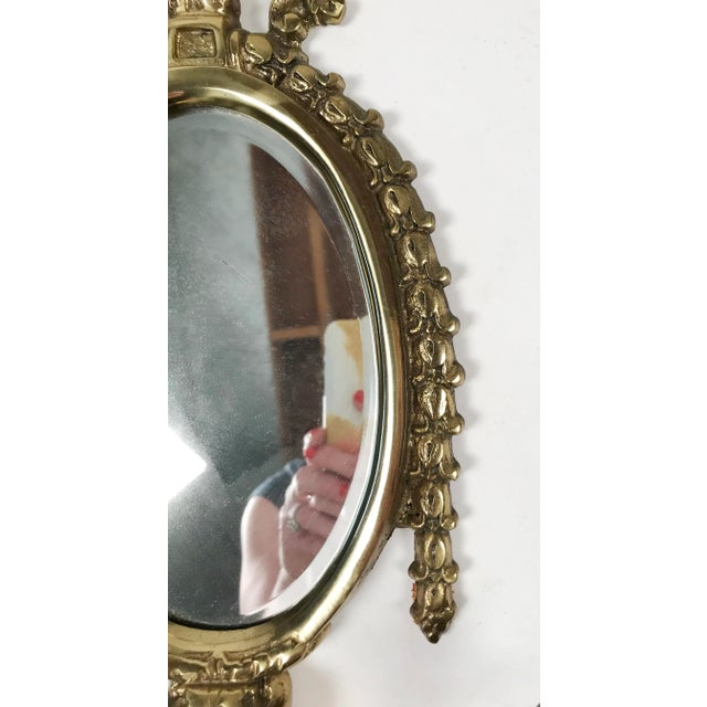 Early 20th Century Vintage Pagoda Style Brass Mirrored Wall Candle Sconce For Sale - Image 5 of 6
