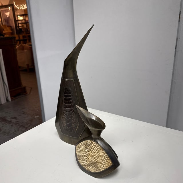 Modern R & Y Augousti Paris Bird Sculptural Tall + Short Vases, Vintage For Sale - Image 3 of 12
