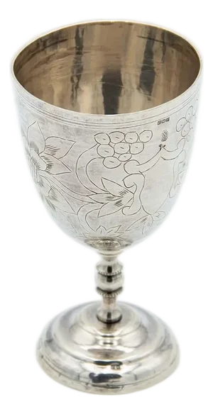 Silver Chalice with Circular Base and Floral Motifs