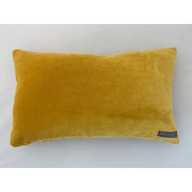 Textile FirmaMenta Ochre Striped Raffia Style Cotton Velvet Lumbar Pillow For Sale - Image 7 of 8