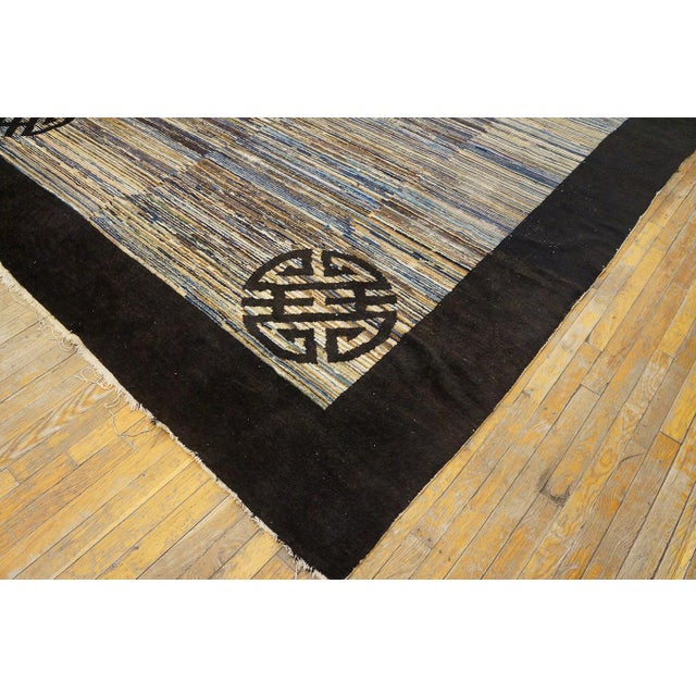 Chinese 1900s Multi Antique Medallion Modern Shou Symbols Chinese Peking Carpet Rug For Sale - Image 3 of 12