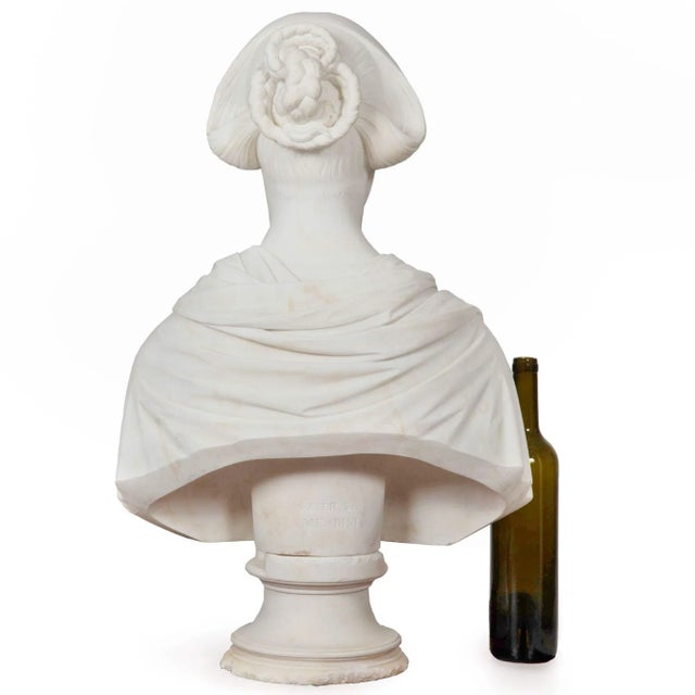 American Marble Bust Sculpture of Classical Woman by Joseph Mozier Ca. 1851 For Sale - Image 4 of 12