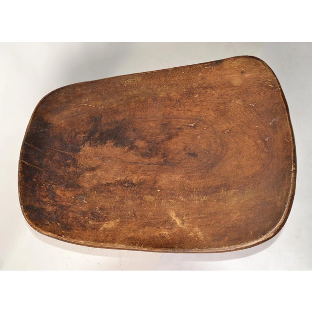 Organic Handmade African Tribal Art Folk Art Hand Carved Wood Stool For Sale - Image 9 of 12