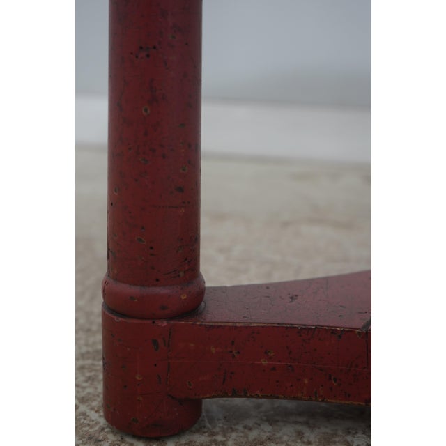 Red Round Red Painted Primitive Side Table For Sale - Image 8 of 12