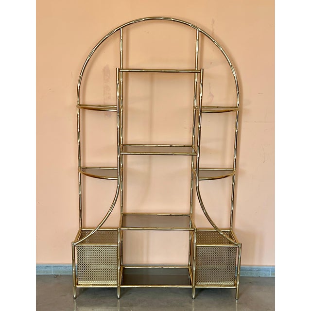 1970s Brass Faux Bamboo Etagere Unit, Hollywood Regency 1980s For Sale - Image 17 of 18