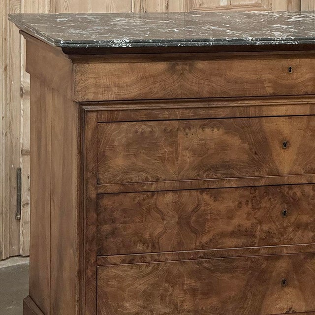 Mid 19th Century 19th Century French Louis Philippe Burl Walnut Marble Top Commode For Sale - Image 5 of 18