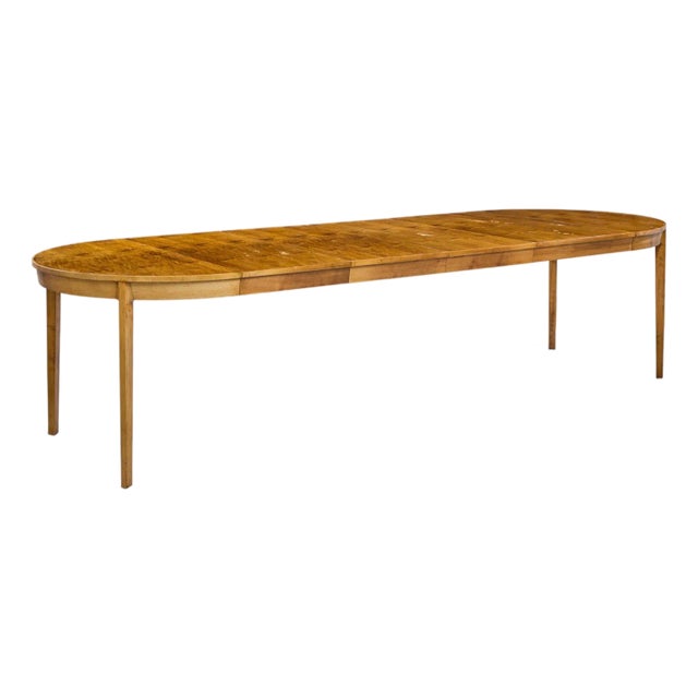 Edward Wormley for Dunbar Mid Century Walnut Expanding Dining Table With 4 Leaves For Sale