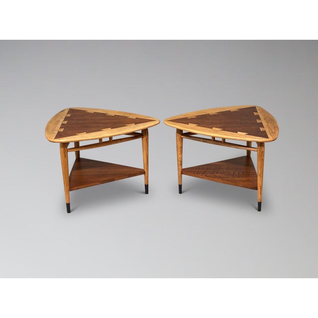 Restored Pair of Lane Acclaim Guitar Pick Side Tables Triangle Wedge End Tables For Sale In Milwaukee - Image 6 of 15