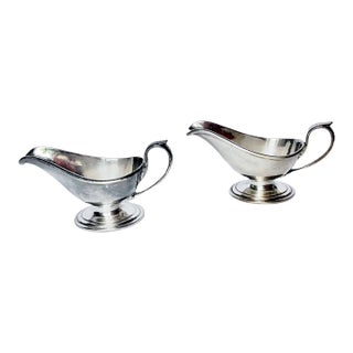 Pair Antique Silverplate Creamers For Sale