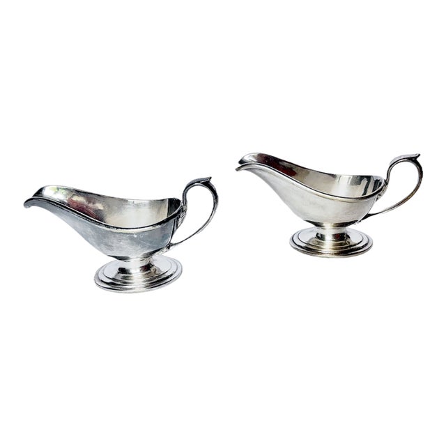 Pair Antique Silverplate Creamers For Sale