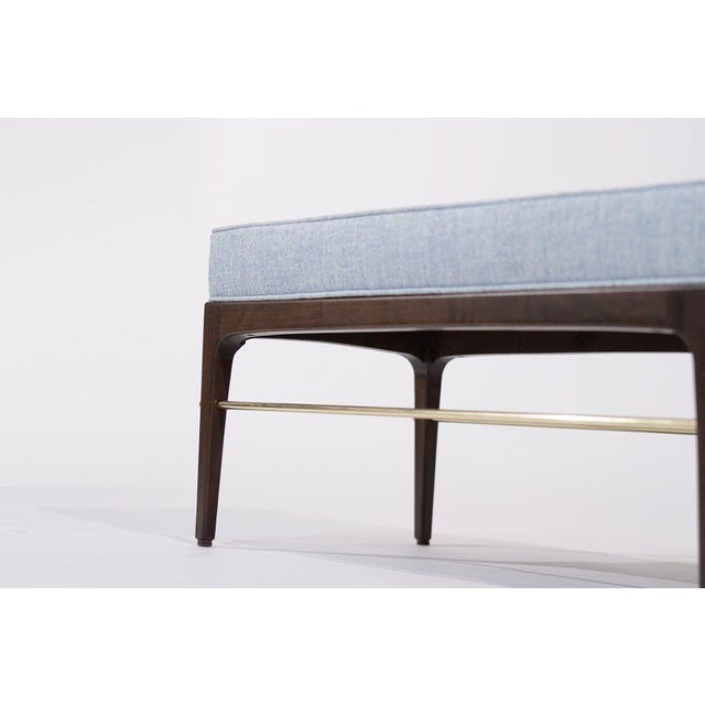 Baby Blue Linear Bench in Dark Walnut and Brass Series 72 by Stamford Modern For Sale - Image 8 of 18