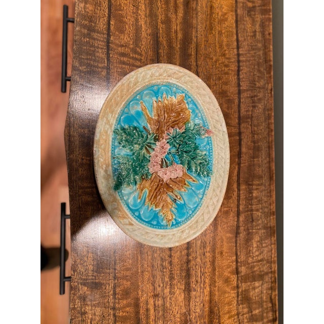 English, Oval Majolica Ware Plate, 1860’s For Sale In Boston - Image 6 of 9