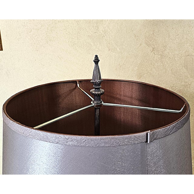 Vintage Neoclassical Metal Column Table Lamp With Double Pull Chains For Sale - Image 9 of 18