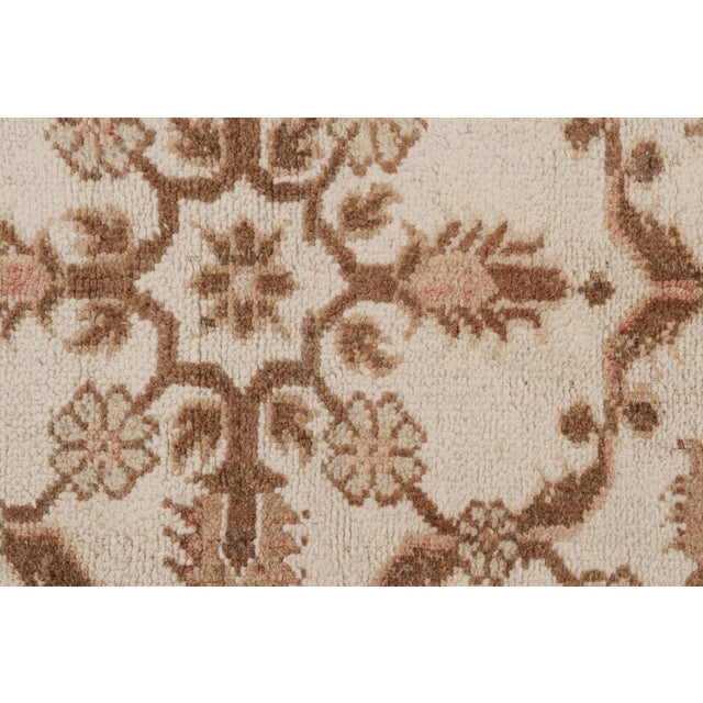 Textile Antique Agra Square Rug in White With Brown and Pink Florals, From Rug & Kilim For Sale - Image 7 of 8