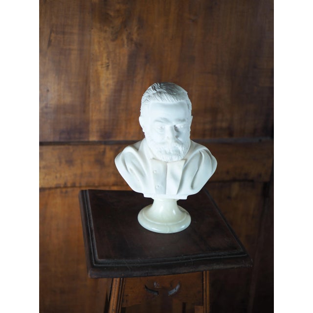 Vintage Arnaldo Giannelli Victor Hugo Alabaster Bust For Sale - Image 6 of 9
