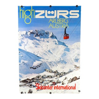 True Vintage High Zurs Ski Center International Arlberg Austrian Alps Travel Tourism Poster For Sale