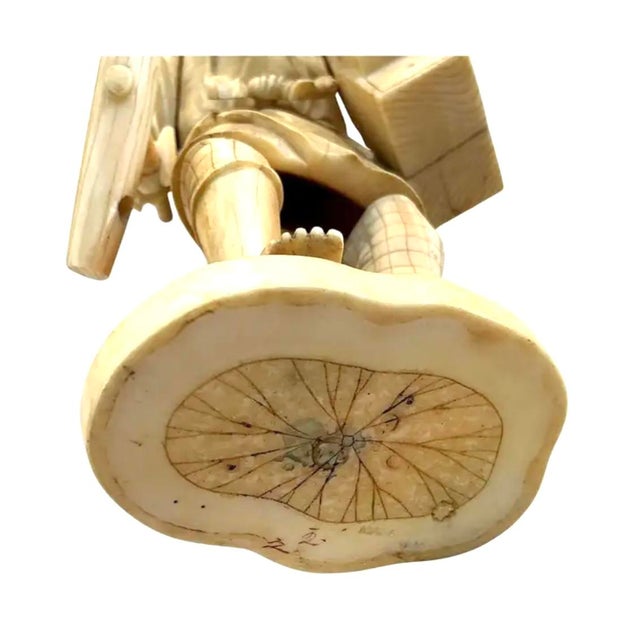 Antique White Japanese Okimono Working Man Figurine For Sale - Image 8 of 9