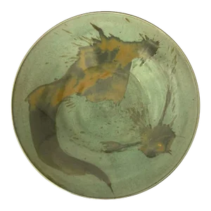 Large Ron Dier for Steve Chase Celadon Green Ceramic Centerpiece Bowl, 1987