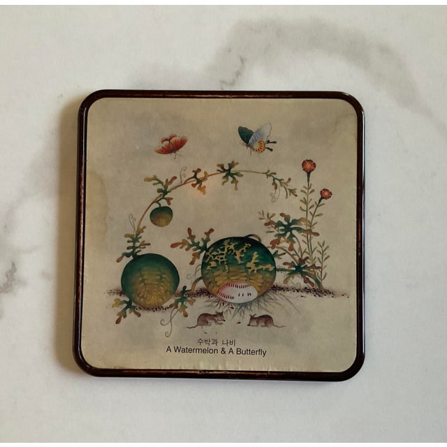 Ornamental & Decorative Materials Fruit and Vegetable Printed Coaster Set For Sale - Image 7 of 7