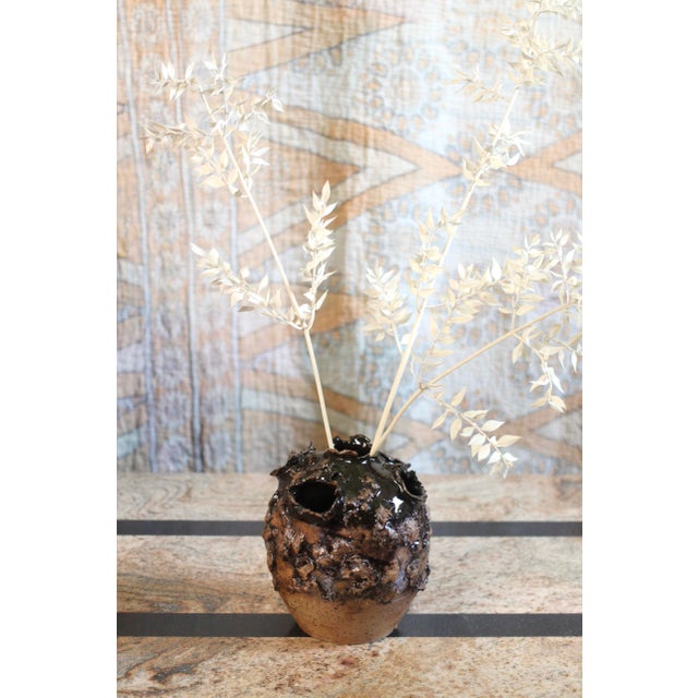Handmade Organic Pottery Tulip Vase in Browns For Sale - Image 9 of 9