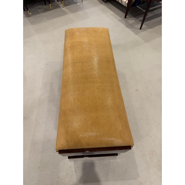 French Art Deco Bench Reupholstered in Gold Galuchat Fabric For Sale - Image 11 of 11