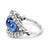 Mid-Century Modern Vintage 14k White Gold 3-Stone Star Sapphire & Diamond Cocktail Ring, Size 5.25 For Sale - Image 3 of 5
