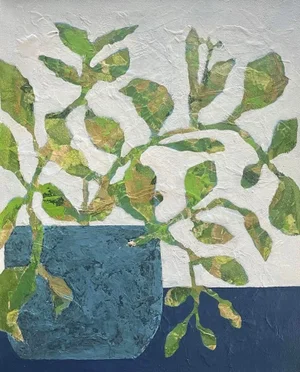 Growth Season, Original Acrylic and Collage Painting by Tracy Allegro