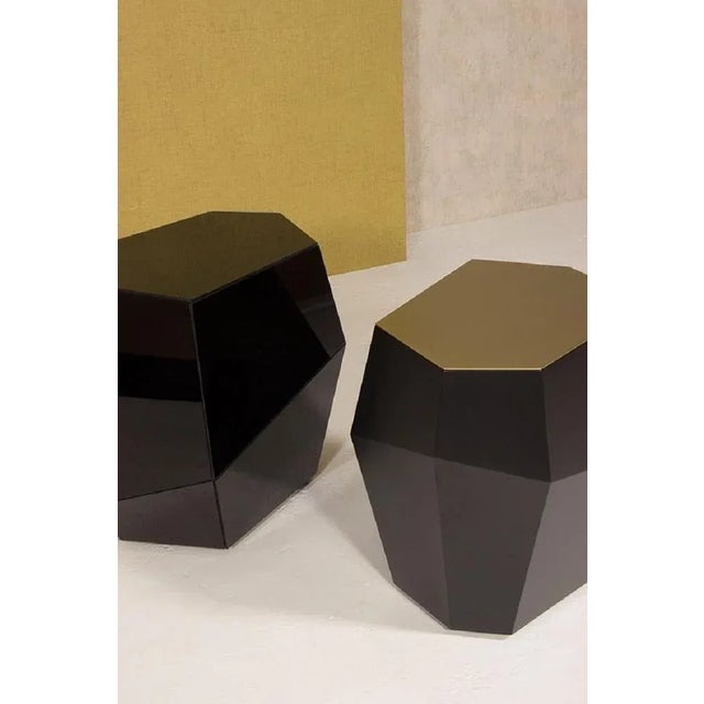 Contemporary High Three Rocks Black and Brass Side Table by Insidherland For Sale - Image 3 of 9