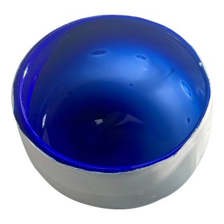 1960s Craig Winer Art Glass Bowl Ultramarine Mid Century Modern For Sale