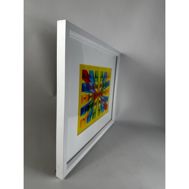 Op Art Mid 20th Century Oil Painting on Paper by Eleanor Pierce, Signed, Framed For Sale - Image 3 of 5