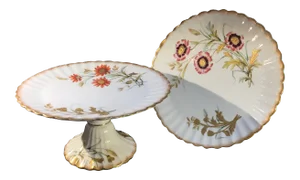 19th Century English Hand Painted Compotes - a Pair