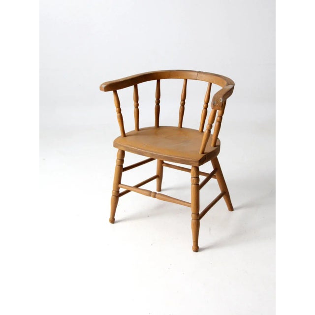 Farmhouse Antique Captains Chair For Sale - Image 3 of 8