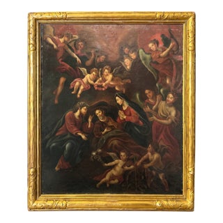 19th Century Spanish Colonial School “Death of Saint Joseph” Religious Oil Painting For Sale