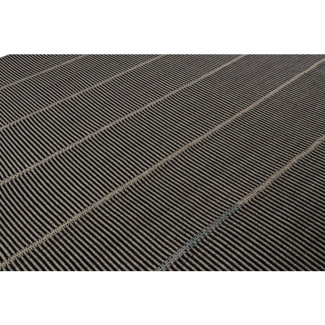 Rug & Kilim’s Contemporary Kilim in Black, With Brown and Green Accents For Sale In New York - Image 6 of 7