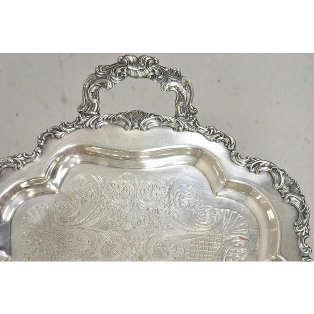 Silver Vintage Community Ascot Sheffield Large Victorian Silver Plated Platter Bar Tray For Sale - Image 8 of 12