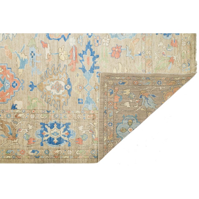 Turkish Artisan Hand-Knotted Turkish Style Oushak Rug - Neutral Sand & Earth Tone 12x18 For Sale - Image 3 of 11