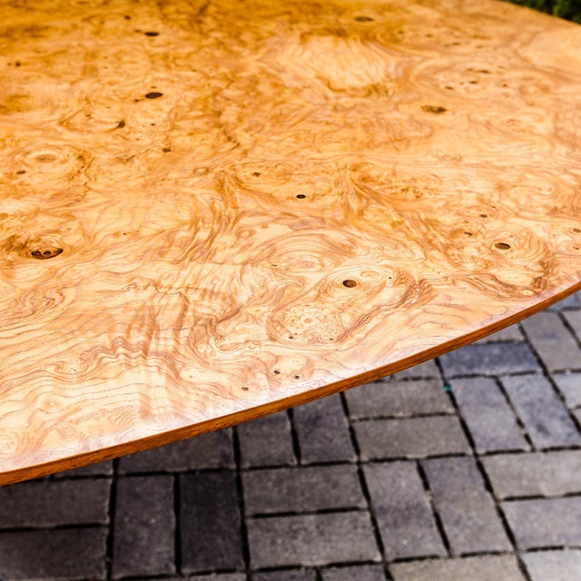 Goldenrod Vintage 1960s Florence Knoll Attributed X Base Burl Wood Dining or Conference Table For Sale - Image 8 of 12