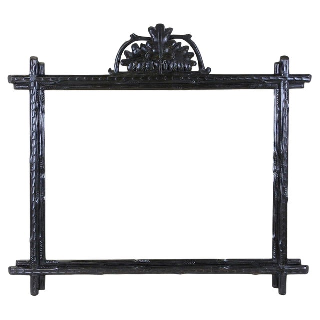 Austrian Black Forest Rustic Wall Mirror with Carved Oak Leaves, 1880 For Sale