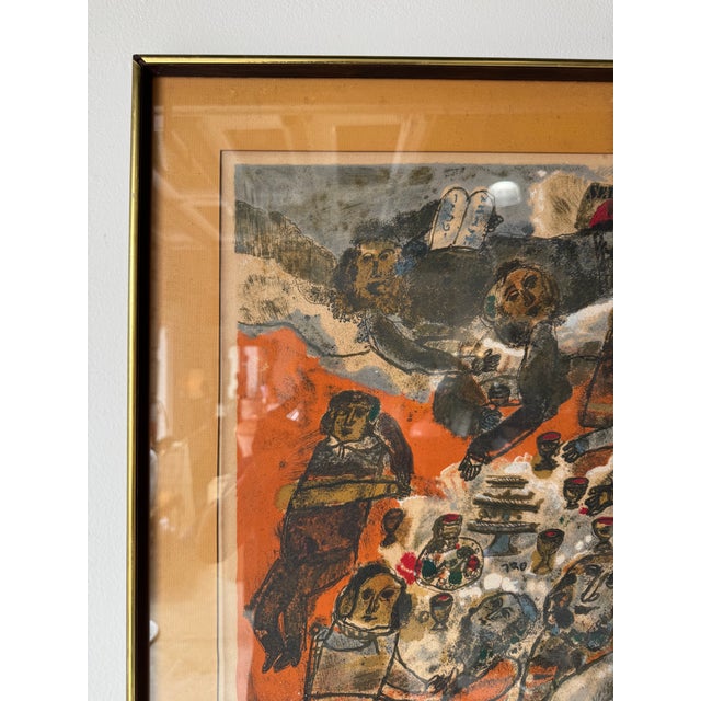 1970s 1970’s Vintage Theo Tobiasse Signed & Numbered Lithograph 121/135 – Wood Frame & Glass For Sale - Image 5 of 12