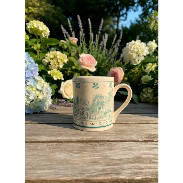Vintage Janet Dickson English Garden Studio Pottery Mug, Hidcote Manor Botanical Design For Sale - Image 4 of 5