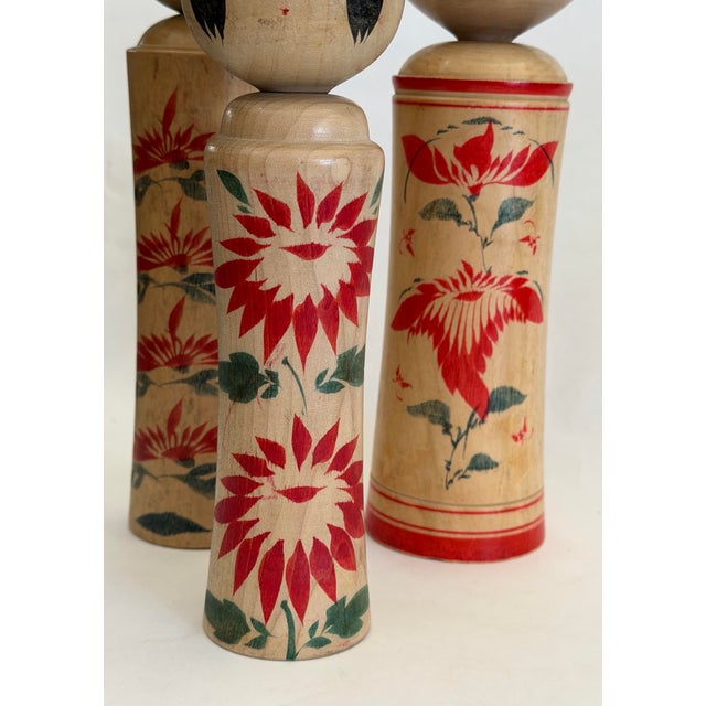 1950s Three Vintage Kokeshi Dolls For Sale - Image 5 of 10