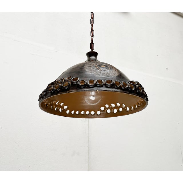 Mid-Century Brutalist Danish Studio Pottery Pendant Lamp from Bjørn Keramik, 1960s For Sale - Image 14 of 18