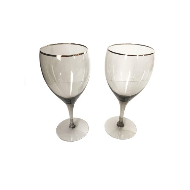 1960s Vintage MCM Set of 12 Tiffin-Franciscan Midnight Mist Smoke Wine Glasses For Sale - Image 5 of 7
