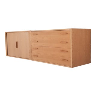 1960's Danish Denmark Light Oak Floating Wall Cabinets For Sale