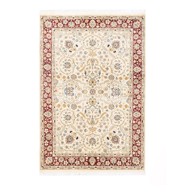 Ivory Mogul, One-of-a-Kind Hand-Knotted Area Rug in Ivory, 4' 2" x 6' 3" For Sale - Image 8 of 8
