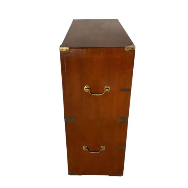 19th Century English Mahogany Campaign Chest With Secretaire Desk For Sale - Image 5 of 11